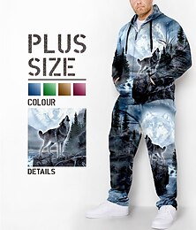 economico -Per uomo Grafico Animale Lupo 2 pezzi Set di felpe 3D Felpa con Cappuccio Tuta Manica Lunga Pantaloni lunghi Con Cappuccio Moda Designer Casual Quotidiano Sportivo Uscire Stampa 3D Primavera & Autunno
