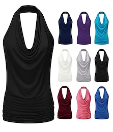 お買い得  -女性用 ヨガ用トップス ホルター ヨタンクトップ 夏 オープンバック パープル フクシャ ヨガ フィットネス ジムトレーニング トップス ノースリーブ スポーツ アクティブウェア 速乾性 高通気性 快適 伸縮性あり