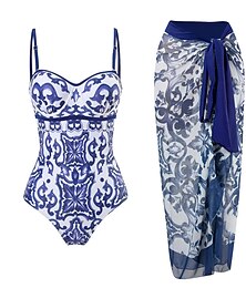 cheap -Women's Normal Swimwear One Piece Monokini Swimsuit Tummy Control Open Back Printing Flower Strap Vacation Fashion Bathing Suits