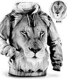 preiswerte -Herren Übergröße Pullover mit Kapuze Sweatshirt Groß und hoch Löwe Mit Kapuze Tasche Langarm Frühling & Herbst Modisch Strassenmode Basic Komfortabel Arbeit Freizeitskleidung Oberteile