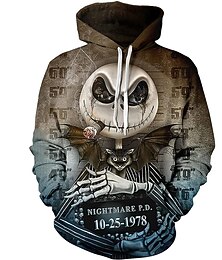 abordables -Jack Skellington Sudadera Dibujos Manga Anime 3D Bolsillo delantero Gráfico Bolsillo canguro Para Pareja Hombre Mujer Adulto Impresión 3D Casual Diario