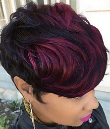 voordelige -ombre rode pixie pruik korte gelaagde natuurlijke synthetische pruik met pony korte ombre bordeaux pixie cut haar pruiken voor vrouwen korte pruiken voor zwarte vrouwen afro-amerikaanse vrouwen