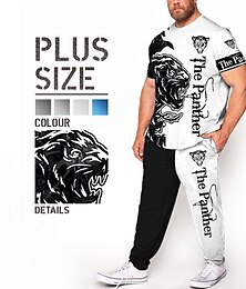 economico -Per uomo Animale Leone Stampa 3D 2 pezzi Set di magliette Set abbinati Manica Corta Pantaloni lunghi Girocollo Moda Streetwear Casual All'aperto Quotidiano Sportivo Stampa 3D Primavera & Estate