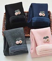 billiga -Småbarn Flickor Fleecefodrade Leggings Blommig Aktiv Utomhus 7-13 år Höst Taro lila Svart Rodnande Rosa