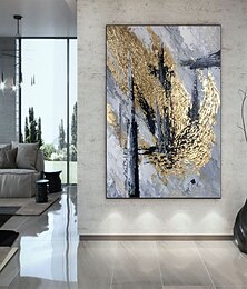 abordables -Peinture à l'huile faite à la main toile art mural décoration moderne abstrait or texture pour la décoration intérieure roulé sans cadre peinture non étirée