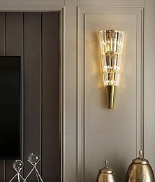 economico -Applique Da Parete A Led Cristallo Diamante Design, Applique Da Parete Finitura Ottone Lampada Da Comodino A Forma Di Fiaccola Lampada Da Parete Per Camera Da Letto Moderna Applique Da Parete In