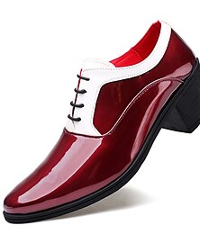 baratos -Homens Oxfords Sapatos Derby Sapatos de vestir Sapatos Aumentam Altura Sapatos de couro envernizado Casual Formais Casamento Festas & Noite Couro Ecológico Com Cadarço Preto Branco Vermelho Bloco de