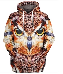 abordables -Hombre Búho Estampados Sudadera Sudaderas Sudadera Con Capucha Manga Larga Sudadera con capucha Con Capucha Ropa de calle Impresión 3D Diario Deportes Naranja Estampado Primavera & Otoño Diseñador