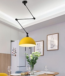 voordelige -led hanglamp macaron paal tuimelaar kroonluchter 30 cm 3000k e27 1-lichts moderne lange arm schijnwerper hanglamp bar loft restaurant (lamp inbegrepen)