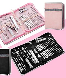 abordables -26 pièces en acier inoxydable coupe-ongles coupe-ongles coupe-oreille kit de toilettage manucure pédicure ciseaux pince à ongles ensemble d'outils