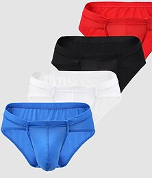 economico -Per uomo 3 pezzi Slip Seta sintetica Lavabile Comodo Tinta unica Vita normale Nero Bianco