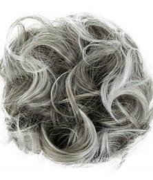 billige -xl hårstykke scrunchy updo brude frisyrer scrunchie voluminøs krøllet rotete bolle grå blanding g19e
