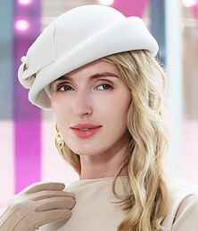 billige -elegant mote 100% ull hatter med glatt / solid 1 stk fest / kveld / uformell hodeplagg jul / spesiell anledning / kontor & karriere / eksamen / gratulerer / jubileum / tilbake til skolen /