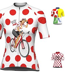 cheap -21Grams Women's Cycling Jersey Short Sleeve Bike Top with 3 Rear Pockets Mountain Bike MTB Road Bike Cycling Breathable Moisture Wicking Quick Dry Reflective Strips Yellow Red Blue Graphic Polka Dot