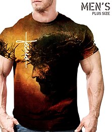 お買い得  -男性用 プラスサイズ Tシャツ ビッグアンドトール グラフィック クルーネック プリント 半袖 春夏 ヴィンテージ ファッション ストリートファッション ベーシック カジュアル スポーツ トップの