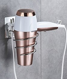 baratos -Suporte de secador de cabelo de aço inoxidável organizador de ventilador adesivo montado na parede suporte espiral prateleiras acessórios de armazenamento do banheiro