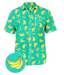 preiswerte -Herren Frucht Banane Hemd Hawaiihemd Sommerhemd Aloha-Shirt Kurze Ärmel Hemd Umlegekragen Modisch Designer Brautkleider schlicht Outdoor Strasse Casual Weiß Rosa Blau 3D-Druck S M L