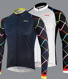 halpa -Miesten Pyöräily jersey Pitkähihainen Pyörä Topit 3 takataskulla Maastopyöräily Maantiepyöräily triatlon Aurinkovoide Nopea kuivuminen Hengittävä Kevyt Valkoinen Laivastosininen Urheilu Vaatetus