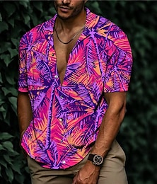 economico -Per uomo Albero di cocco Piante tropicali Camicia Camicia hawaiana Camicia Aloha Manica corta Camicia Collo ripiegabile Tropicale Di tendenza Hawaiano Informale Hawaiano Per eventi Rosa Viola S M L