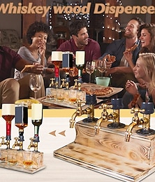 ieftine -dozator de lemn de whisky, dozator de băuturi alcoolice în formă de robinet, dozator de lemn de whisky preferat de tată pentru acasă, bar, restaurant, petrecere, cadou pentru tată, tată, iubit, soț