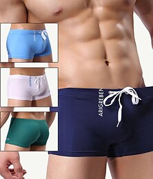billiga -Herr Badkläder Badshorts Simkort Snörning Bokstav Andningsfunktion Mjuk Enkel Vit Rubinrött