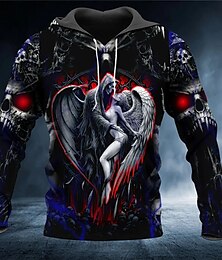 abordables -Hombre Cráneos Estampados Sudadera Sudaderas Sudadera Con Capucha Manga Larga Sudadera con capucha Con Capucha Ropa de calle Impresión 3D Diario Deportes Negro Estampado Primavera & Otoño Diseñador