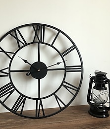baratos -Relógio de metal redondo industrial de 16 polegadas, 20 polegadas e 24 polegadas, relógio de decoração interna para sala de estar, relógio de parede, algarismos romanos, decoração de casa, relógio de