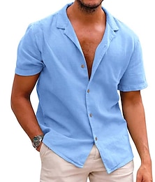 abordables -Hombre Abotonar la camisa Camisa de verano Camisa de playa Camisa de campamento Camisa Cubana Negro Blanco Rosa Verde Ejército Azul Real Mangas cortas Floral Plantas Cuello Vuelto Exterior Calle