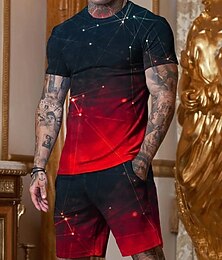 abordables -Homme Graphique Étoiles et rayures 2 pièces Ensembles de tees Ensemble short et T-shirt Tenues De T-shirts Manche Courte Col ras du cou Designer Occasionnel Confortable Extérieur Vacances Quotidien