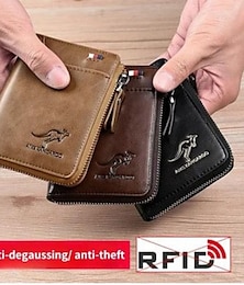 economico -Portafoglio in PU pelle da uomo con blocco RFID con zip portacarte con più scomparti borsa da lavoro