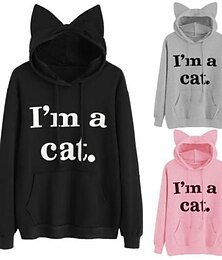 cheap -Animal Cat Hoodie cat ears Anime Cat Ear For Couple's Men's Women's Adults' Hot Stamping