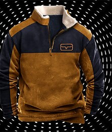 economico -Per uomo Pop art Color Block Felpa con cappuccio Felpe Felpa Felpa con zip Manica lunga Felpa con cappuccio mezza cerniera Streetwear Stampa 3D Sportivo Informale Giornaliero Rosso Blu Stampa Autunno