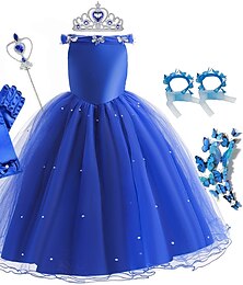 Χαμηλού Κόστους -Σταχτοπούτα Παραμυθιού Πριγκίπισσα Φόρεμα κορίτσι λουλουδιών Στολή θεματικού πάρτι Φορέματα από Τούλι Κοριτσίστικα Στολές Ηρώων Ταινιών Στολές Ηρώων Απόκριες Μπλε Μπλε (με αξεσουάρ) Απόκριες Μασκάρεμα