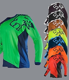 cheap -21Grams Men's Downhill Jersey Long Sleeve Bike Top with 3 Rear Pockets Mountain Bike MTB Road Bike Cycling Breathable Moisture Wicking Soft Quick Dry Black Yellow Red Color Block Wolf Polyester Sports