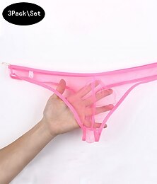 economico -Per uomo 3 pezzi Tanga Intimo perizoma Mutandine sexy Elastene Traspirante Morbido Liscio Vita normale Nero Bianco