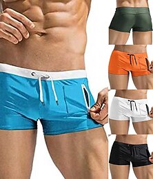 billiga -Herr Badshorts Boardshorts Snörning Ficka med blixtlås Ensfärgat Komfort Mjuk Kort Ledigt Helgdag Simbassäng Streetwear Stylish Svart Vit