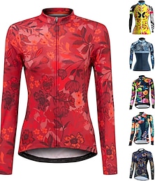 abordables -Mujer Maillot de Ciclismo Manga Larga Bicicleta Maillot Camiseta con 3 bolsillos traseros MTB Bicicleta Montaña Ciclismo Carretera Transpirable Secado rápido Dispersor de humedad Bandas Reflectantes