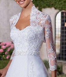 abordables -châle&amp; écharpe d'invité de mariage écharpe de femme écharpe de mère écharpe de mariage pure élégante à manches longues en dentelle avec couleur pure pour soirée de fête toutes saisons