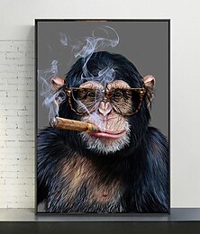 economico -Quadri Su Tela Scimmia Che Fuma Un Sigaro Quadri Su Tela Poster E Stampe Animali Quadri Nordici Decorazione Della Parete Di Casa Senza Cornice Nucleo Dipinto