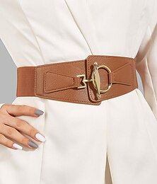 economico -Per donna Cintura larga Cintura a corsetto Similpelle Senza fibbia Geometrica Da cerimonia Classico Feste Ufficio Nero Kaki