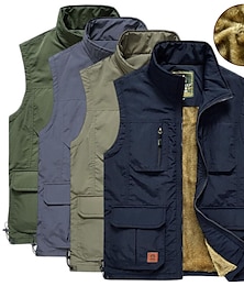 cheap -Men's Hiking Fleece Vest / Gilet Fishing Vest Winter Fleece Jacket Top Outdoor Work Vest Casual Lightweight Multi Pockets Windproof Travel Cargo Safari Photo Vest Wear Resistance Warm Waistcoat