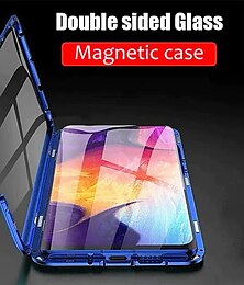 cheap -Magnetic Case with Screen Protector for Samsung Galaxy S24 S23 S22 S21 S20 Plus Ultra  A14 A34 A54 A53 A52 Single Sided Glass Fashion Shockproof Solid Colored Tempered Glass Metal Phone Case