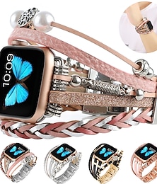economico -Braccialetto di gioielli Compatibile con Cinturino dell'Apple Watch 38mm 40mm 41mm 42mm 44mm 45mm 49mm Lusso Similpelle Cinturino di ricambio per iwatch Series Ultra 8 7 6 5 4 3 2 1 SE