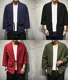 abordables -Hombre Chaqueta ligera Chaqueta de verano chaqueta kimono Vacaciones Ropa Cotidiana Duradero Casual / Diario Bolsillo Primavera & Otoño Plano Confort Ocio Regular Negro Burdeos Azul Marino Oscuro