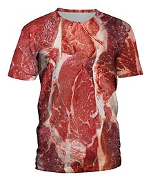 Недорогие -Забавный Сырое мясо Как у футболки Аниме 3D Классический Уличный стиль Назначение Для пары Муж. Жен. Взрослые 3D печать