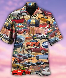 preiswerte -Herren Auto Hemd Hawaiihemd Sommerhemd Aloha-Shirt Kurzarm Hemd Umlegekragen Tropisch Modisch Hawaiianisch Casual Hawaiianisch Festtage Gelb S M L