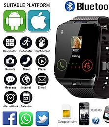 baratos -Tomada de fábrica DZ09 Relógio inteligente 1.54 polegada Relógio inteligente 4G Podômetro Relogio Despertador Calendário Compatível com Smartphone Masculino Discagem personalizada IPX-0 Caixa do