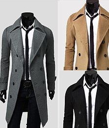preiswerte -Herren Wintermantel Peacoat Geschäft Casual Winter Polyester warm Windbreaker Oberbekleidung Bekleidung Geschäftlich Klassisch