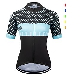 cheap -21Grams Women's Cycling Jersey Short Sleeve Bike Top with 3 Rear Pockets Mountain Bike MTB Road Bike Cycling Breathable Moisture Wicking Quick Dry Reflective Strips Black Yellow Pink Polka Dot Sports