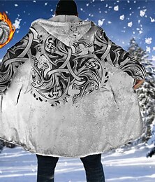 billiga -Herr Abstrakt Grafiska tryck Vinterkappa Fleece-jacka Kappa Håller värmen Andningsfunktion Bekväm Mode Streetwear Sport Sport & Utomhus Dagliga kläder Utekväll Dragkedja Ficka Mönster Höst vinter